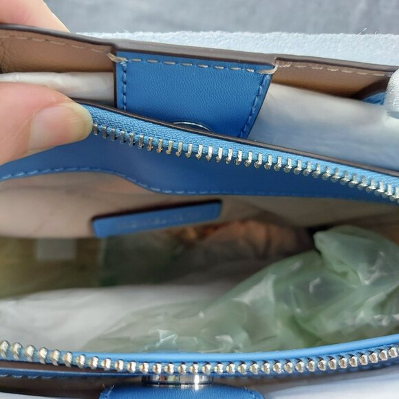 MICHAEL KORS Emilia Small Leather Satchel Crossbody NWT South Pacific Blue Bow A - Picture 12 of 13